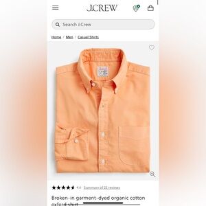 J. Crew Mens Broken-in garment-dyed organic cotton oxford shirt size Small